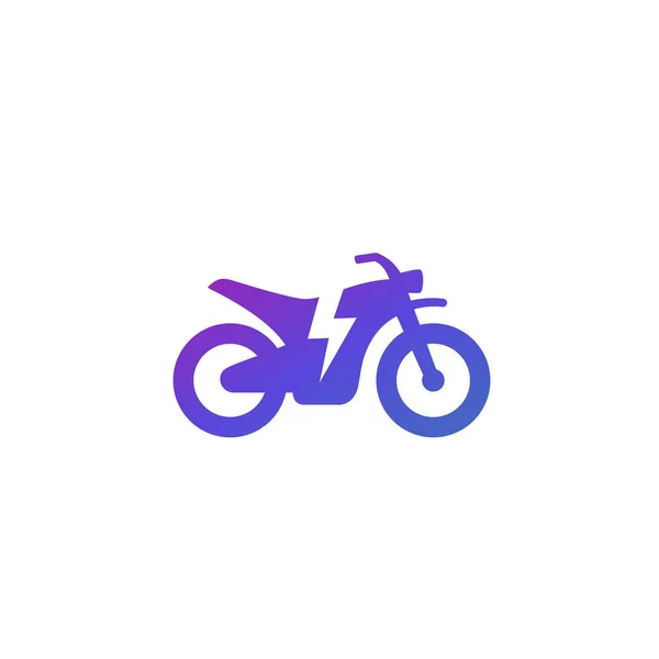 Bicicleta eléctrica, icono de la motocicleta en blanco, vector — Vector de stock