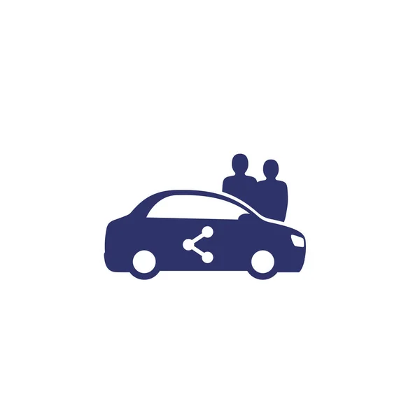 Compartir icono con el coche y los usuarios en blanco — Vector de stock