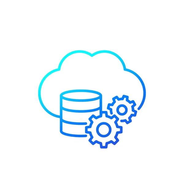 Icono de la línea de almacenamiento de datos con nube — Vector de stock