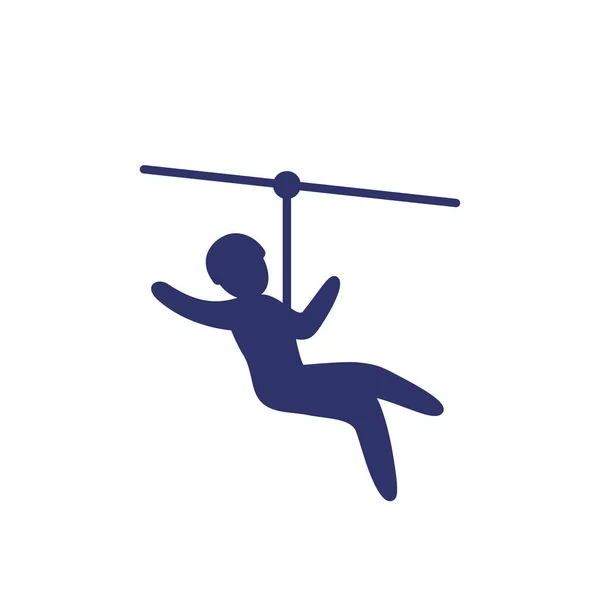 Zip line icoon op wit — Stockvector