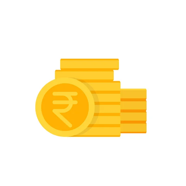 Icône roupie indienne avec des pièces sur blanc — Image vectorielle
