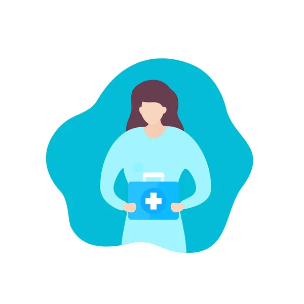 Doctor with first aid kit, vector icon — Stock Vector