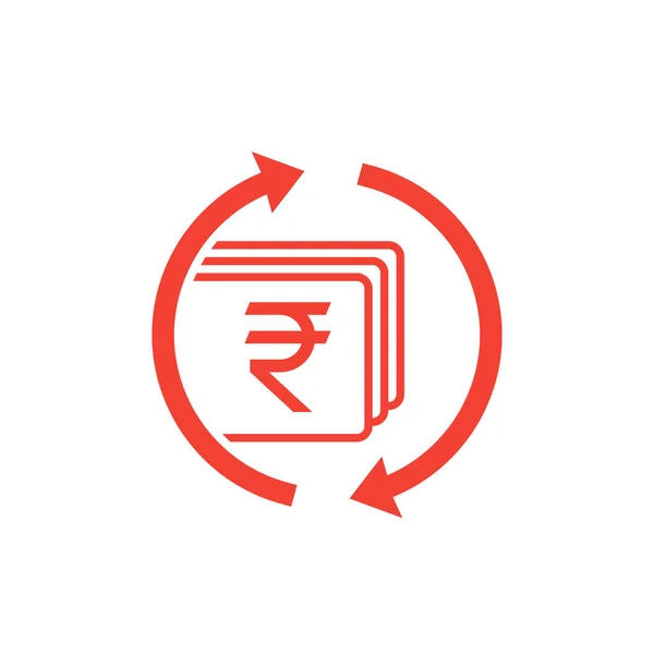 Roupie indienne icône de change de monnaie sur blanc — Image vectorielle