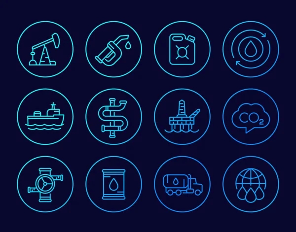 Иконки для нефтяной промышленности, бензина и бензина — стоковый вектор