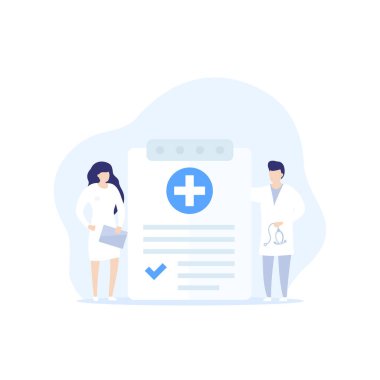 Tıbbi rapor ve sağlık görevlileri, vektör