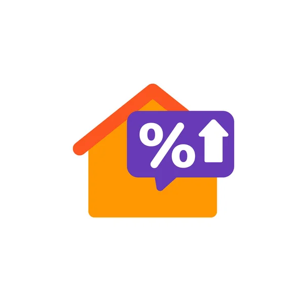 Hypotheekrente groeiende vector icoon met huis — Stockvector