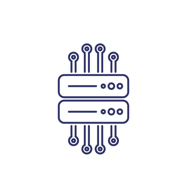 Mainframe, távoli szerver vonal ikon — Stock Vector