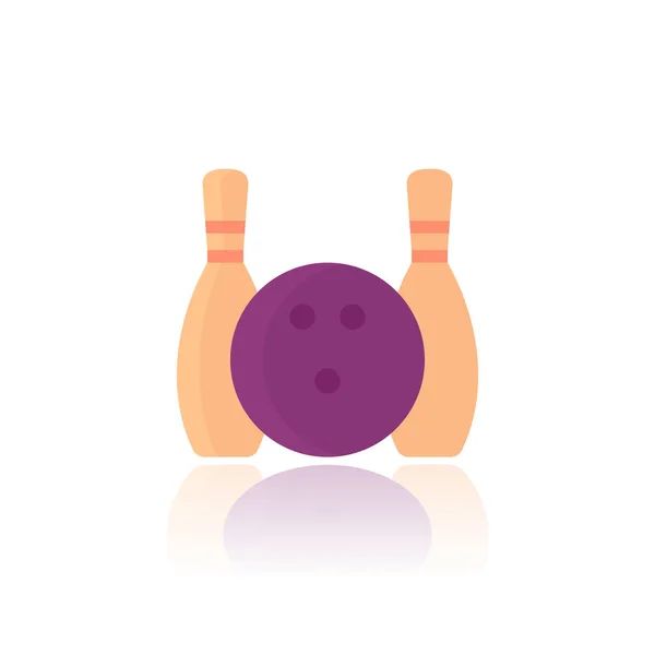 Icône de bowling sur blanc, art vectoriel plat — Image vectorielle