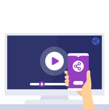 TV ve telefon ile ekran yansıması, vektör
