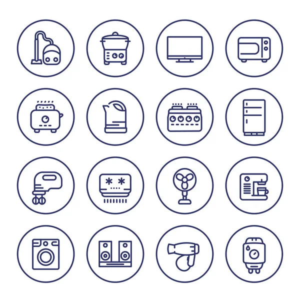 Eletrodomésticos e ícones de linha de eletrônicos de consumo —  Vetores de Stock