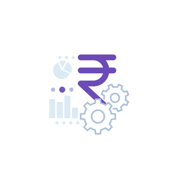 Icône financière avec roupie indienne — Image vectorielle