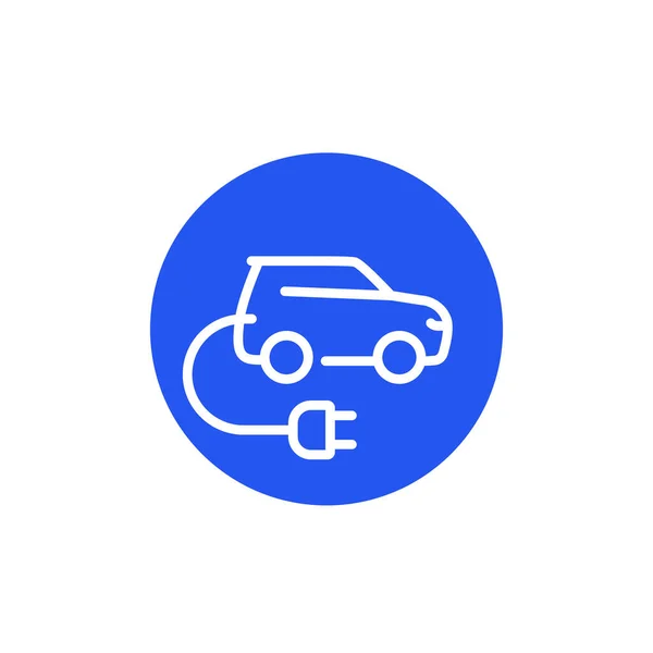 Elektroauto mit Stecker, Elektroleitungssymbol, Vektorschild — Stockvektor
