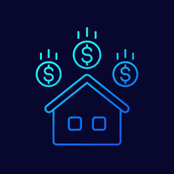 Płatności mieszkaniowe ikona cienkiej linii — Wektor stockowy