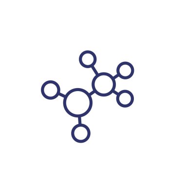 Molekül, çizgi simgesi beyaz