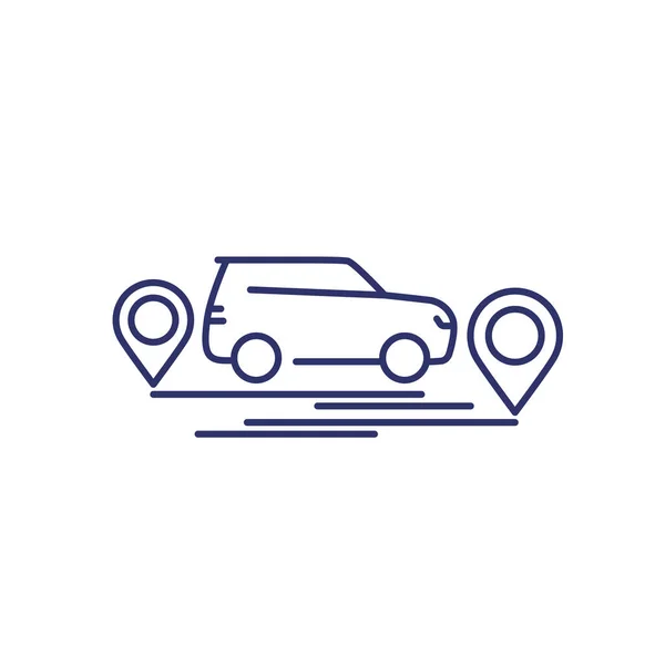 Carsharing, ícone de linha de serviço de aluguel de carro, vetor — Vetor de Stock