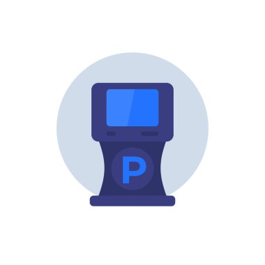 park cezası makinesi simgesi beyaz, vektör