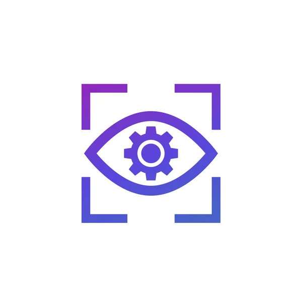 Eye with gear icon on white, vector — Stock Vector