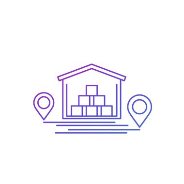 Depo, depolama birimi ve lojistik çizgi simgesi