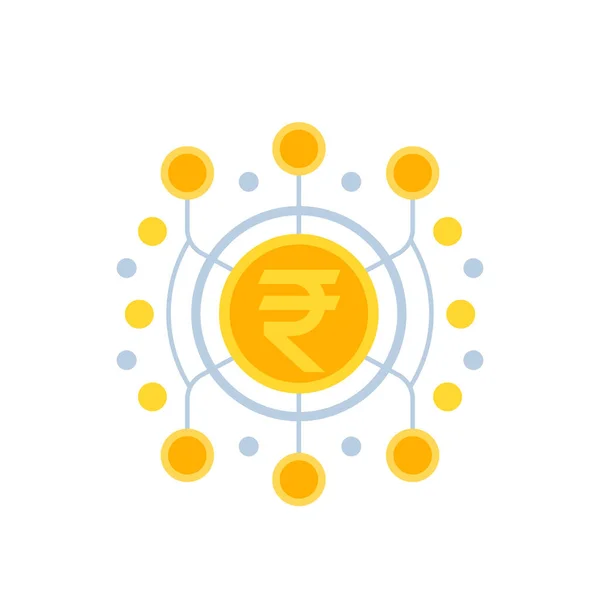 Roupie indienne, icône de vecteur d'argent — Image vectorielle