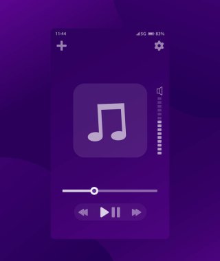 Müzik çalar arayüzü, mobil ui tasarımı, vektör