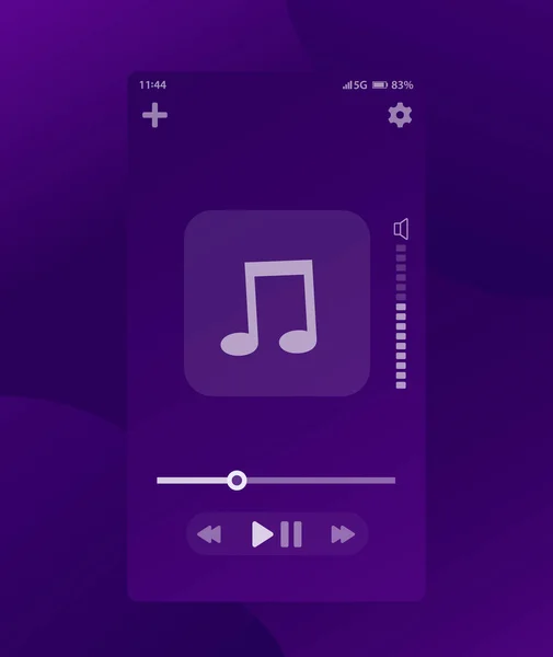 Interfaz reproductor de música, diseño ui móvil, vector — Vector de stock