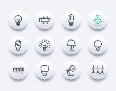 Ampuller, lambalar ve aydınlatma çizgisi simgeleri