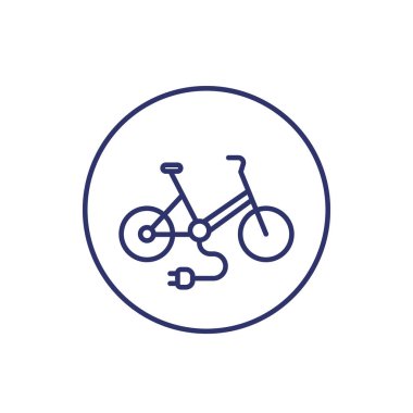 elektrikli bisiklet, bisiklet çizgisi simgesi beyaz