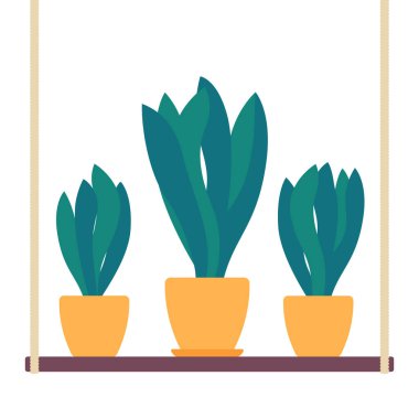 Raftaki saksılarda kapalı bitkiler, vektör