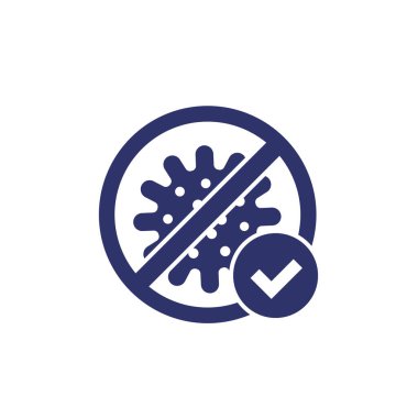 Virüs yok, işaretli bakteri simgesi