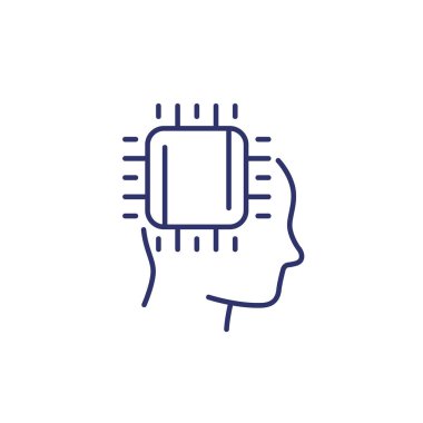 Makine öğrenme ve AI çizgi simgesi, vektör