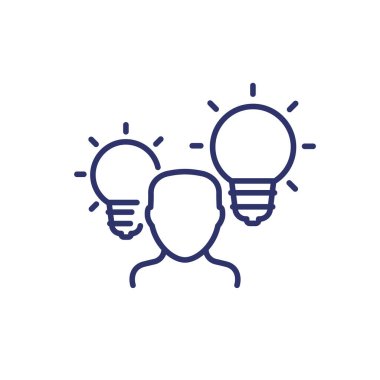 fikir ya da içgörü çizgisi simgesi beyaz