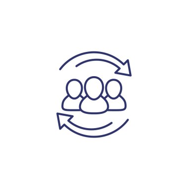 Personel döndürme simgesi, beyaz çizgi, vektör