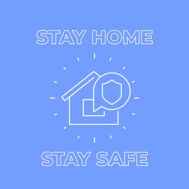 Evde kal, güvenli poster, çizgi tasarımı