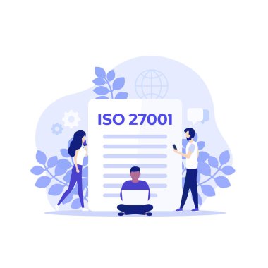 ISO 27001 sertifikası ve insanlar, vektör sanatı