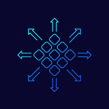 ok ve çizgi vektör tasarımlı dağıtım simgesi