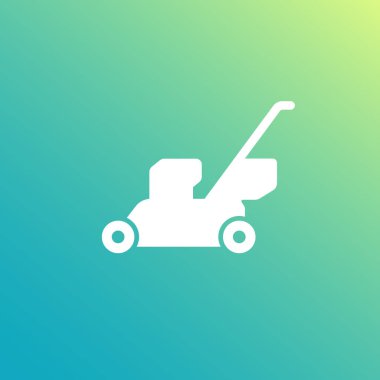 çim biçme makinesi vektörü beyaz simgesi