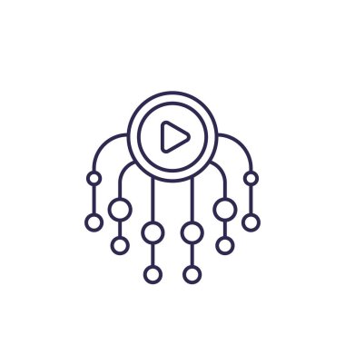 viral video çizgisi simgesi, dijital pazarlama vektörü