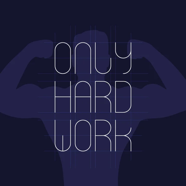 Solo duro lavoro, design poster con forte atleta — Vettoriale Stock