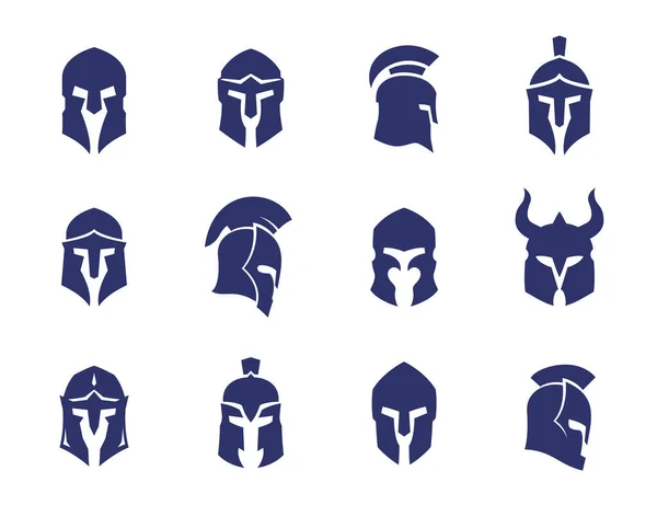 Helmets set, spartan, greek and roman, gladiator — Stock Vector