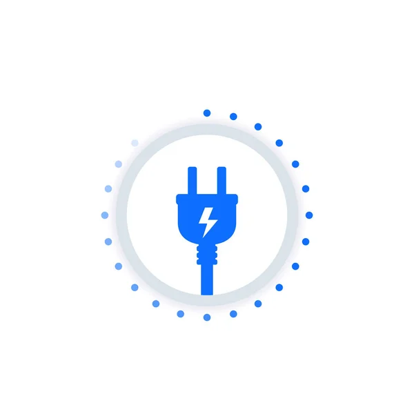 Icono de vector de electricidad con un enchufe eléctrico — Vector de stock