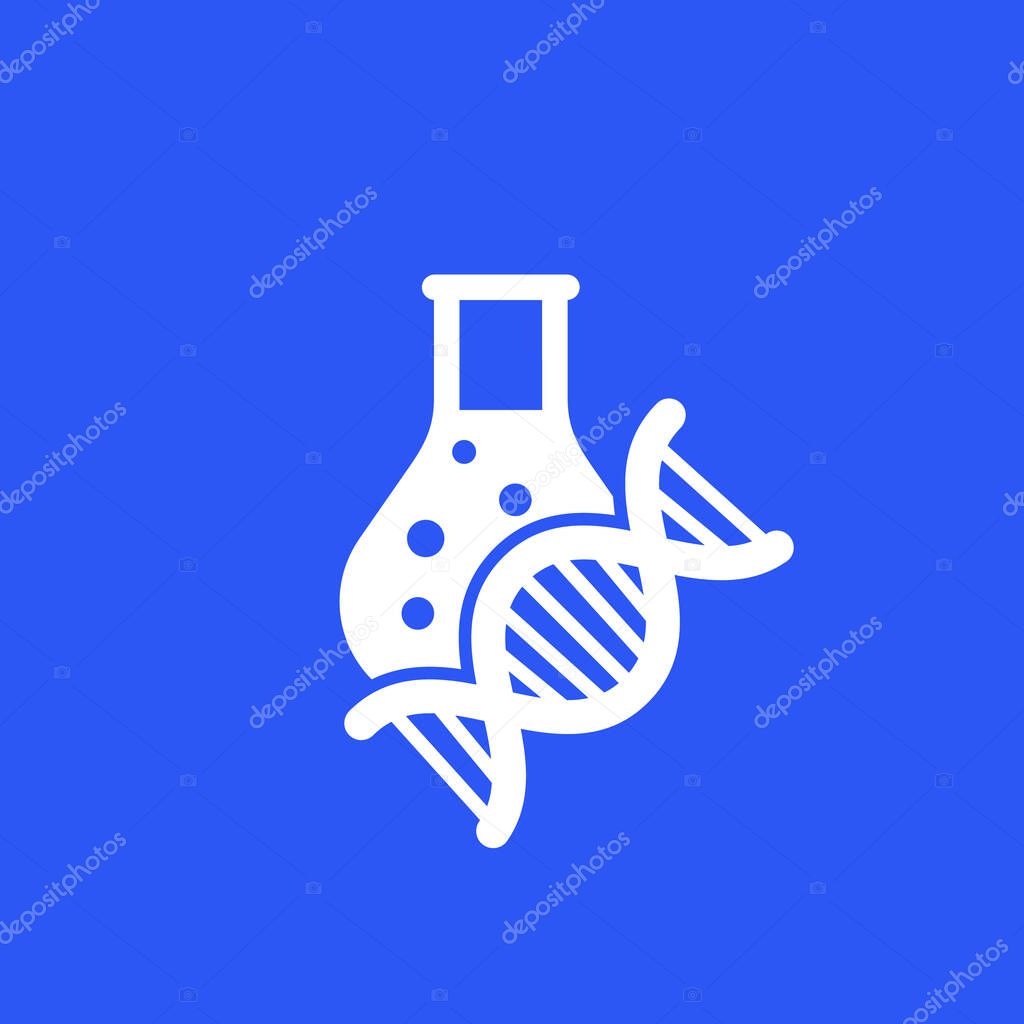 Biotechnology icon with lab glass and dna, vector, eps 10 file, easy to edit