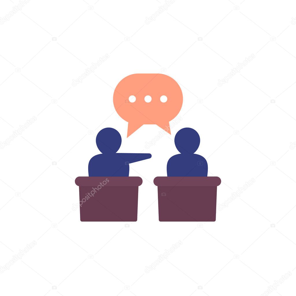 debate or discussion icon, flat vector