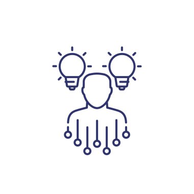 fikir oluşturma simgesi beyaz, çizgi vektörü