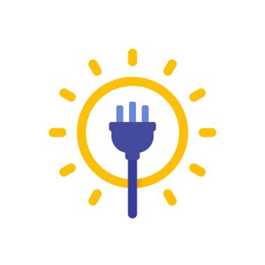 Elektrik prizli güneş enerjisi simgesi, vektör