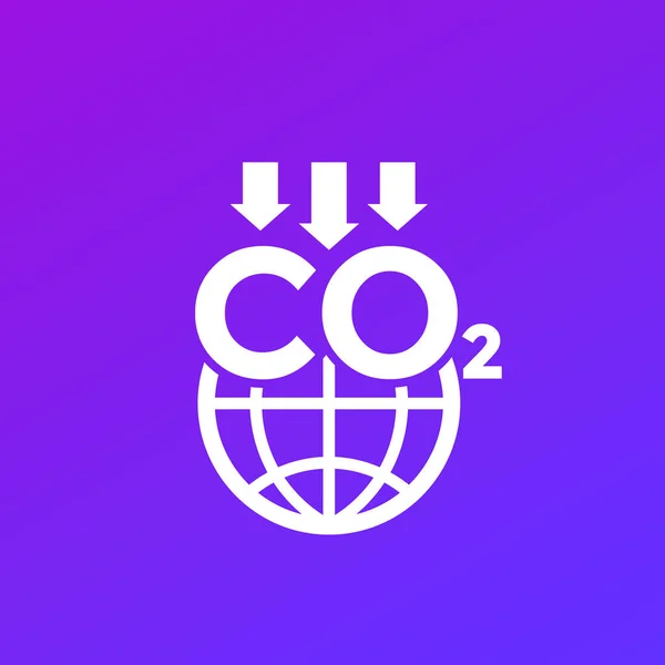 Bir dünya ile karbon emisyon simgesini azalt — Stok Vektör