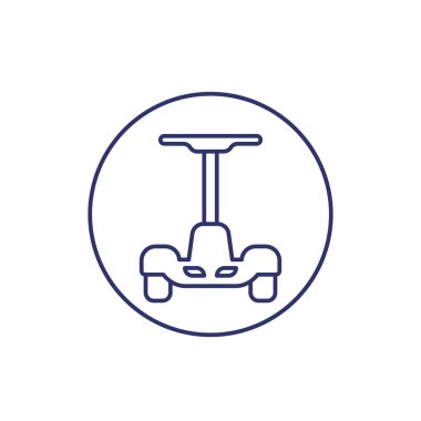 beyaz üzerinde elektrik otomatik dengeleyici scooter çizgisi simgesi