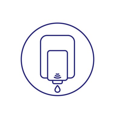 Antibakteriyel jel çizgisi simgesi olan duvar dağıtıcısı