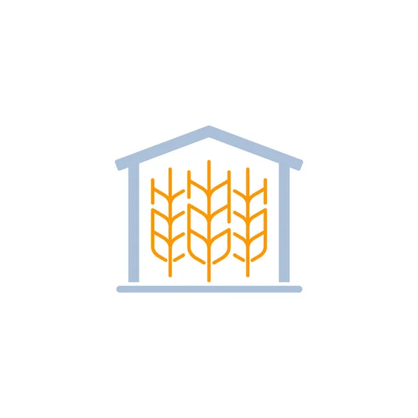 Barn with wheat icon on white, vector — Stock Vector