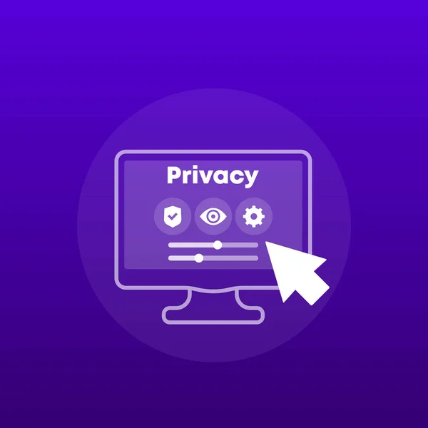 Control de privacidad y seguridad, icono de vector — Vector de stock