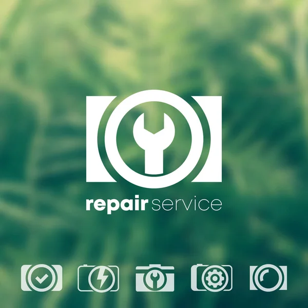 Camera repair service logo icons set, vector — Stock Vector